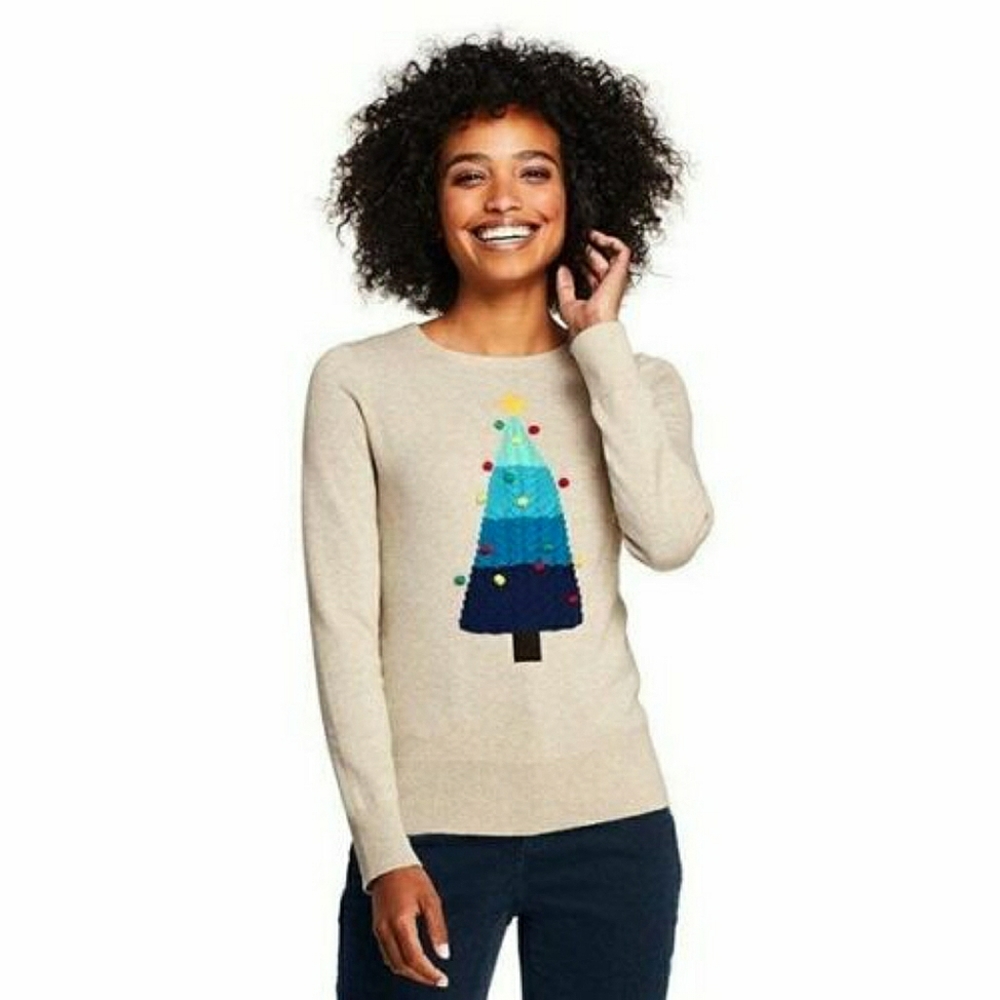 Lands' End Christmas Tree Sweater 1X (16W-18W)